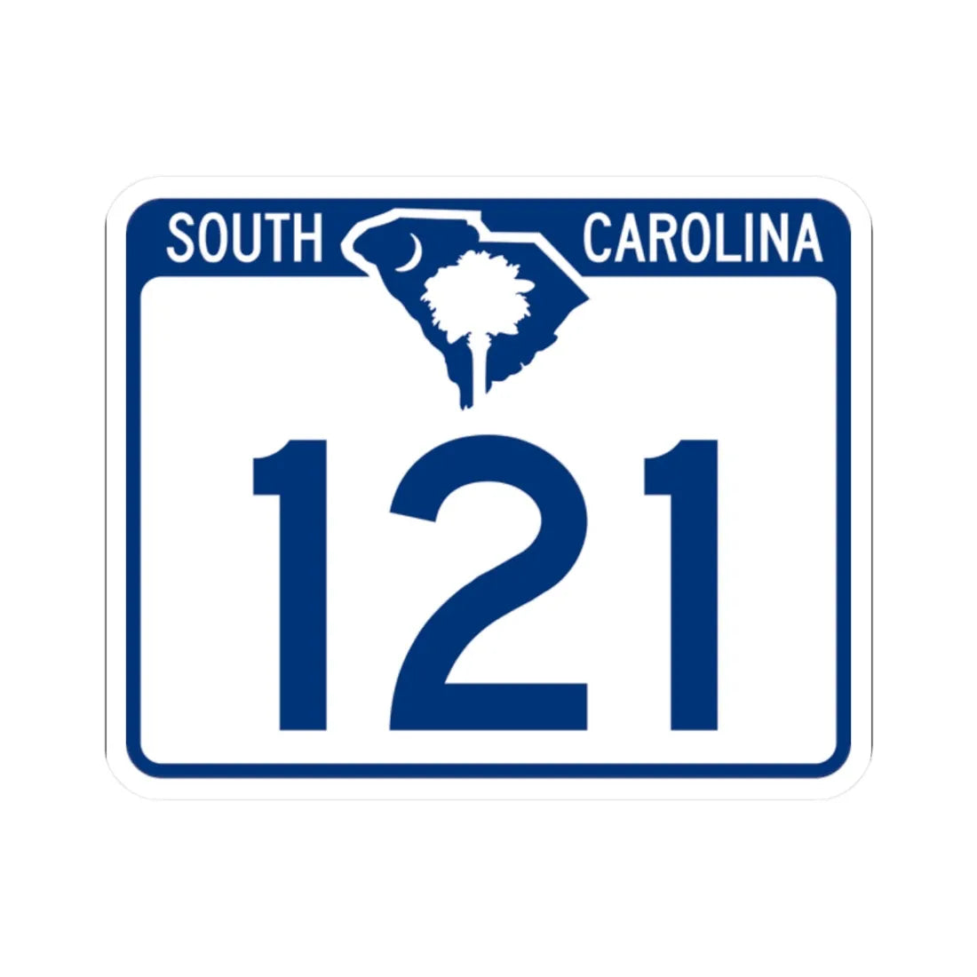 South Carolina 121 (South Carolina) (Road Sign) STICKER Vinyl Kiss-Cut Decal 2 Inch White - The Sticker Space