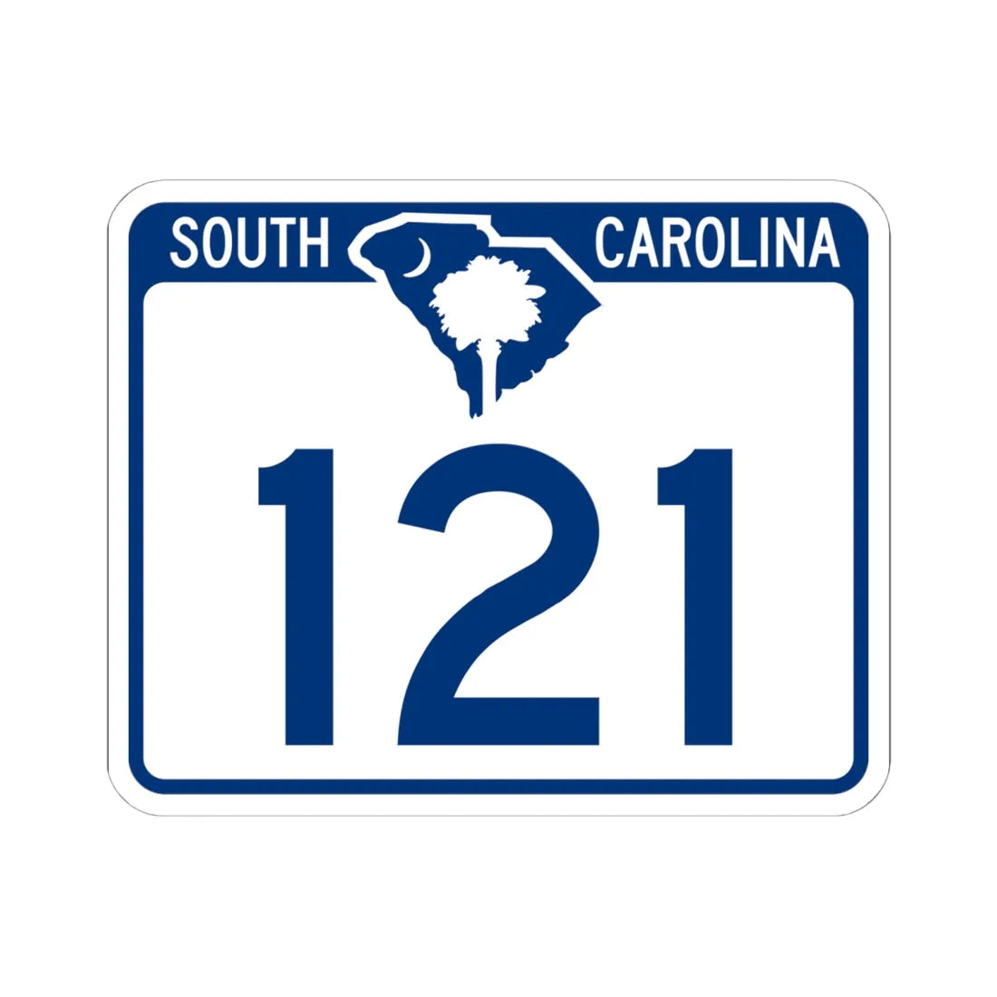 South Carolina 121 (South Carolina) (Road Sign) STICKER Vinyl Kiss-Cut Decal 6 Inch White - The Sticker Space