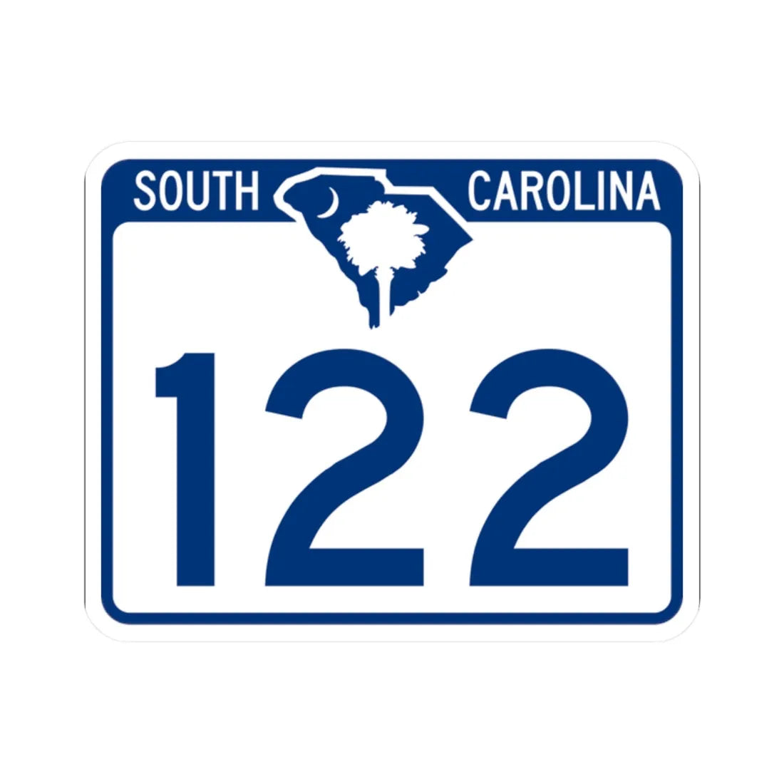 South Carolina 122 (South Carolina) (Road Sign) STICKER Vinyl Kiss-Cut Decal 2 Inch White - The Sticker Space