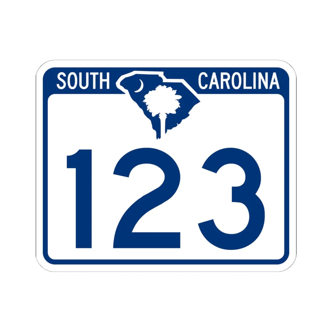 South Carolina 123 (South Carolina) (Road Sign) STICKER Vinyl Kiss-Cut Decal 6 Inch White - The Sticker Space