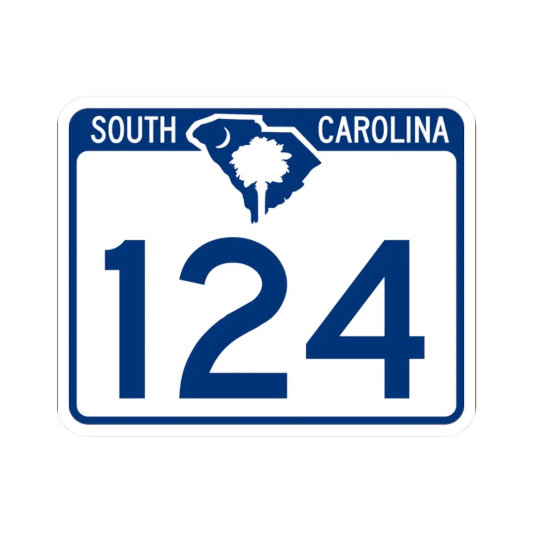 South Carolina 124 (South Carolina) (Road Sign) STICKER Vinyl Kiss-Cut Decal 2 Inch White - The Sticker Space