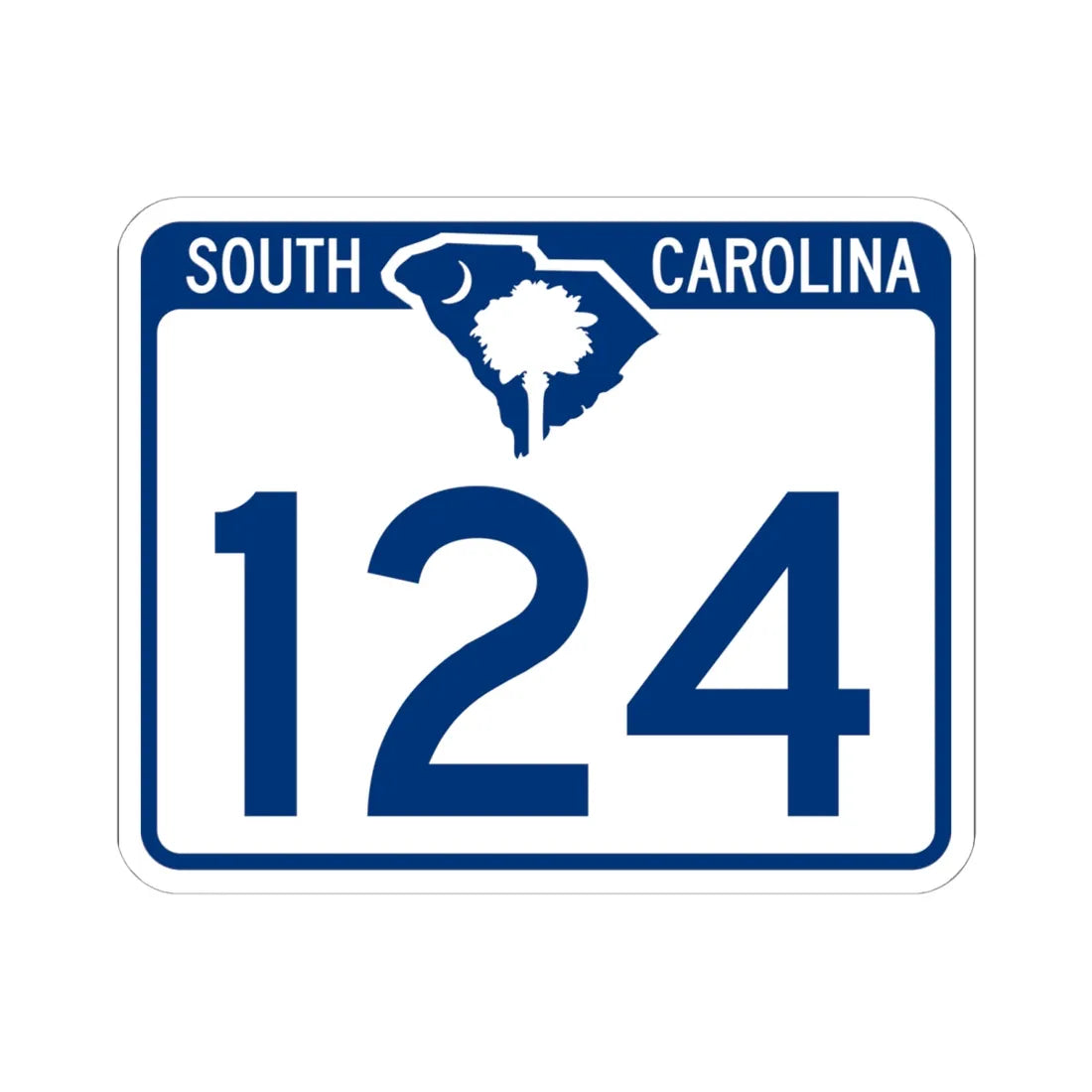 South Carolina 124 (South Carolina) (Road Sign) STICKER Vinyl Kiss-Cut Decal 6 Inch White - The Sticker Space