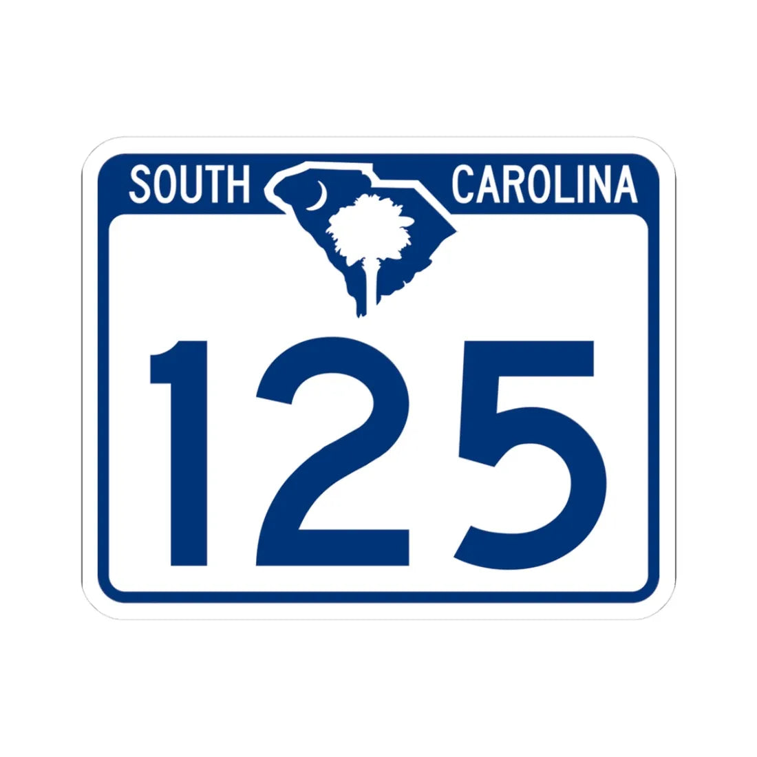 South Carolina 125 (South Carolina) (Road Sign) STICKER Vinyl Kiss-Cut Decal 3 Inch White - The Sticker Space