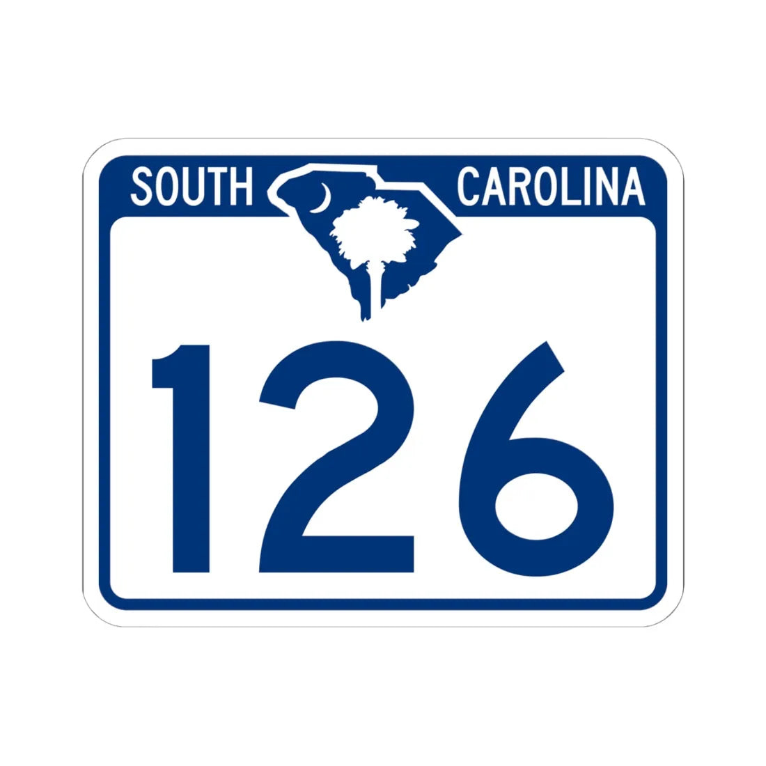South Carolina 126 (South Carolina) (Road Sign) STICKER Vinyl Kiss-Cut Decal 6 Inch White - The Sticker Space