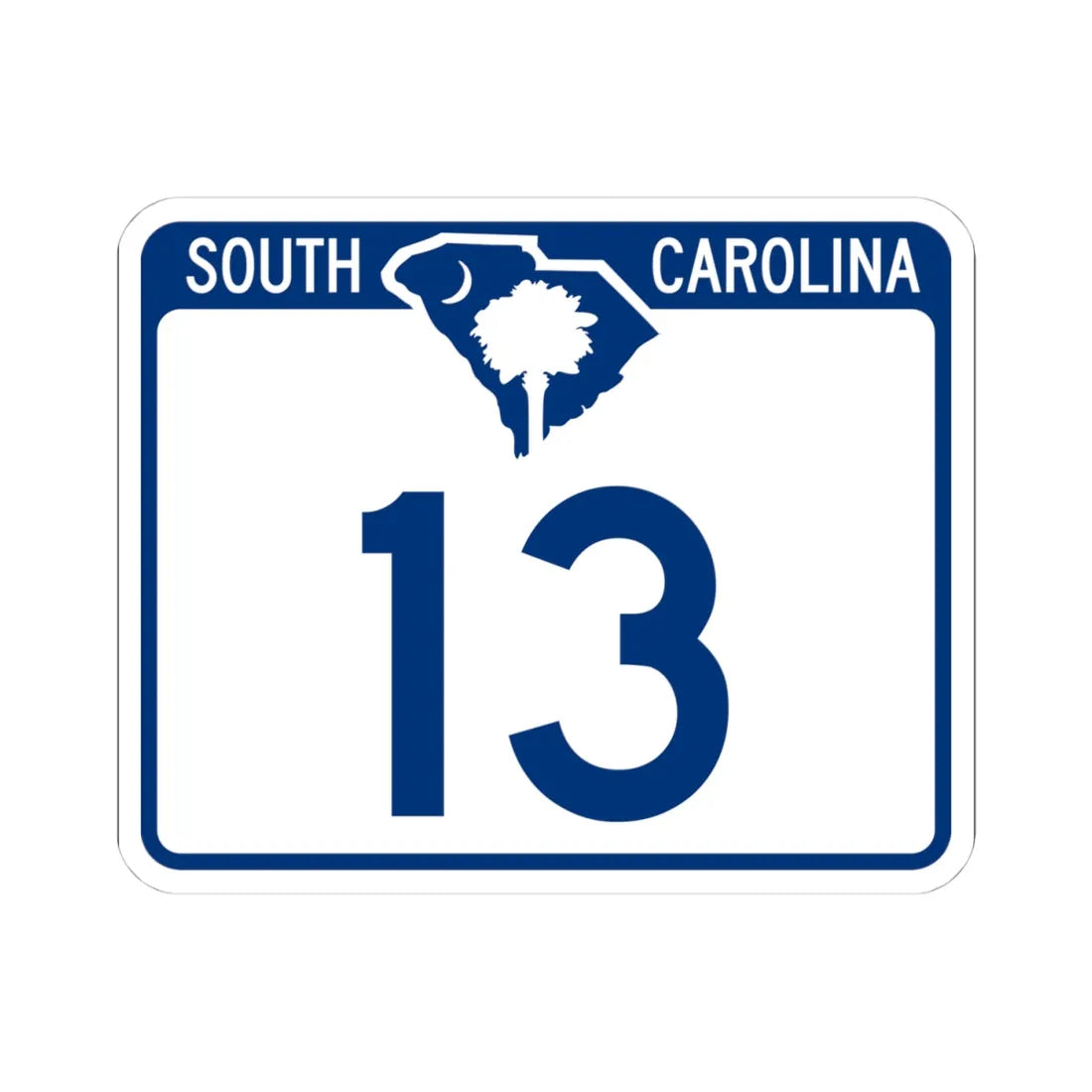 South Carolina 13 (South Carolina) (Road Sign) STICKER Vinyl Kiss-Cut Decal 4 Inch White - The Sticker Space