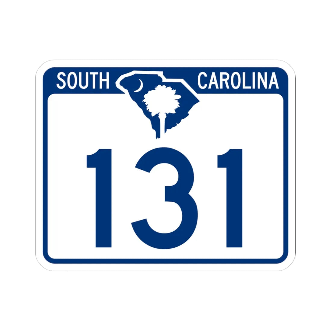 South Carolina 131 (South Carolina) (Road Sign) STICKER Vinyl Kiss-Cut Decal 3 Inch White - The Sticker Space