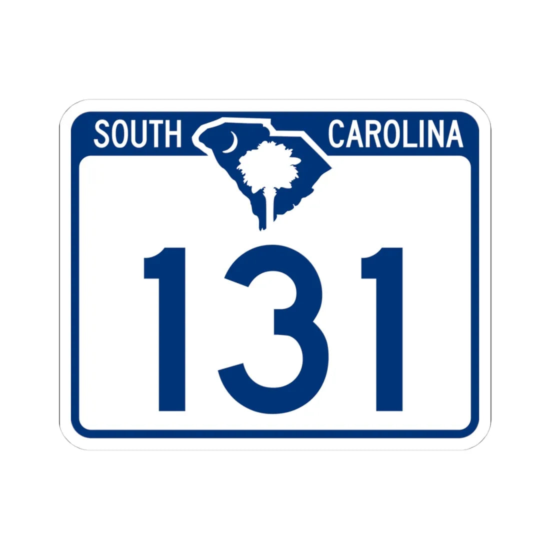 South Carolina 131 (South Carolina) (Road Sign) STICKER Vinyl Kiss-Cut Decal 4 Inch White - The Sticker Space