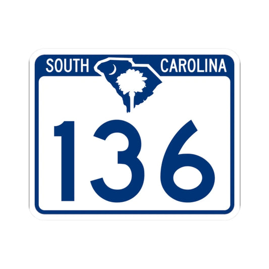 South Carolina 136 (South Carolina) (Road Sign) STICKER Vinyl Kiss-Cut Decal 2 Inch White - The Sticker Space