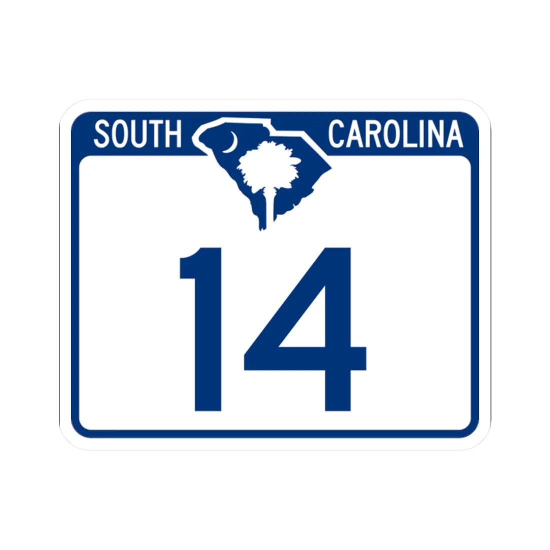 South Carolina 14 (South Carolina) (Road Sign) STICKER Vinyl Kiss-Cut Decal 2 Inch White - The Sticker Space
