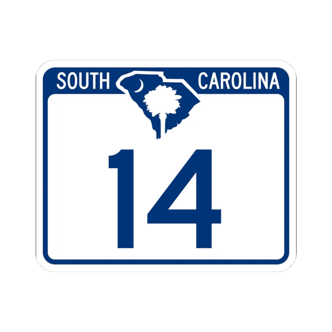 South Carolina 14 (South Carolina) (Road Sign) STICKER Vinyl Kiss-Cut Decal 3 Inch White - The Sticker Space