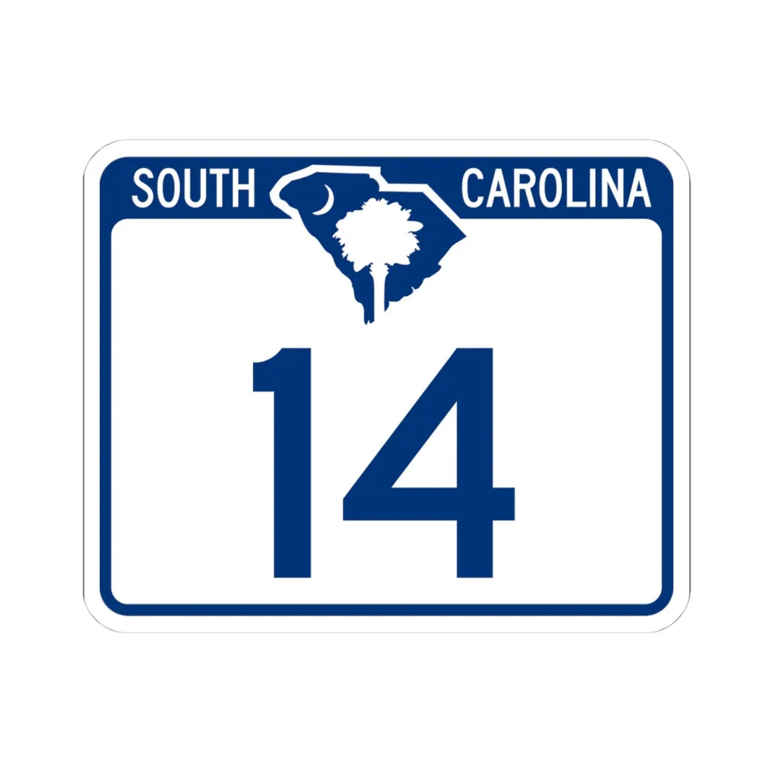 South Carolina 14 (South Carolina) (Road Sign) STICKER Vinyl Kiss-Cut Decal 4 Inch White - The Sticker Space