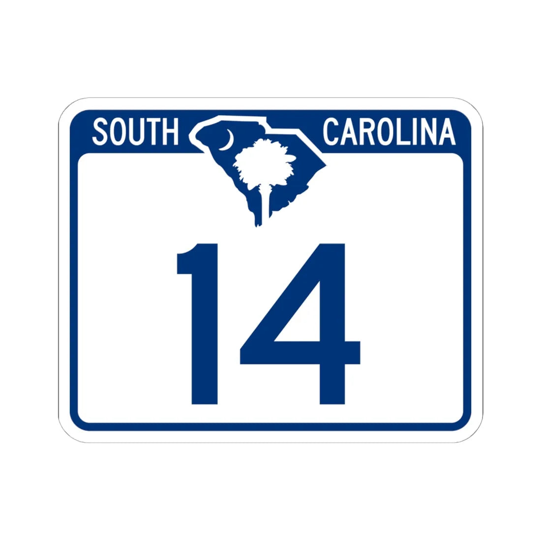 South Carolina 14 (South Carolina) (Road Sign) STICKER Vinyl Kiss-Cut Decal 6 Inch White - The Sticker Space