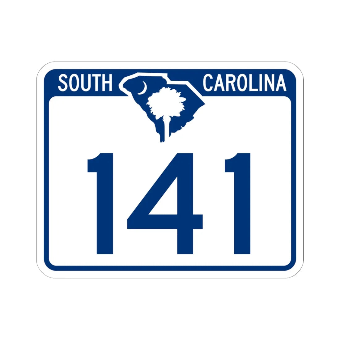 South Carolina 141 (South Carolina) (Road Sign) STICKER Vinyl Kiss-Cut Decal 6 Inch White - The Sticker Space