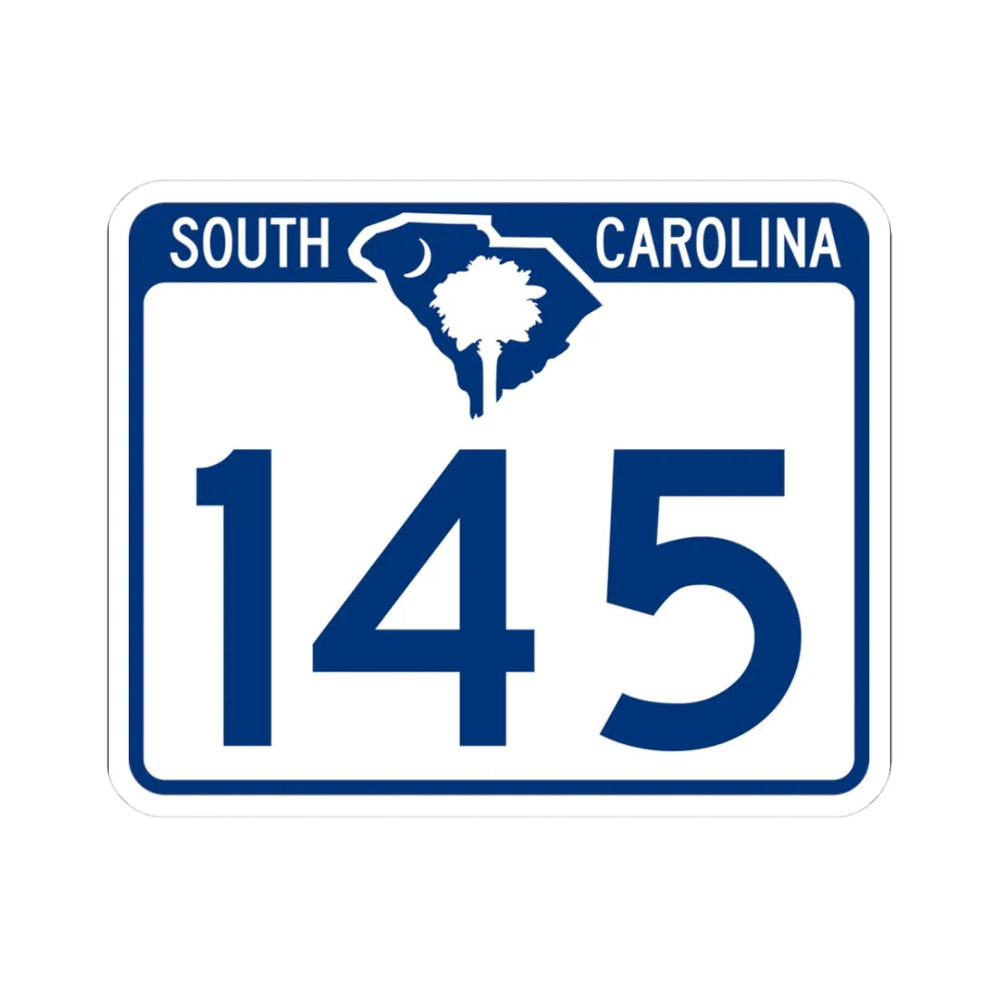South Carolina 145 (South Carolina) (Road Sign) STICKER Vinyl Kiss-Cut Decal 3 Inch White - The Sticker Space