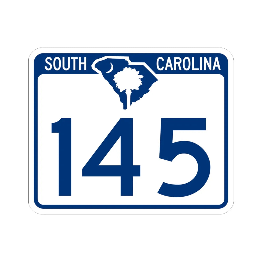 South Carolina 145 (South Carolina) (Road Sign) STICKER Vinyl Kiss-Cut Decal 4 Inch White - The Sticker Space