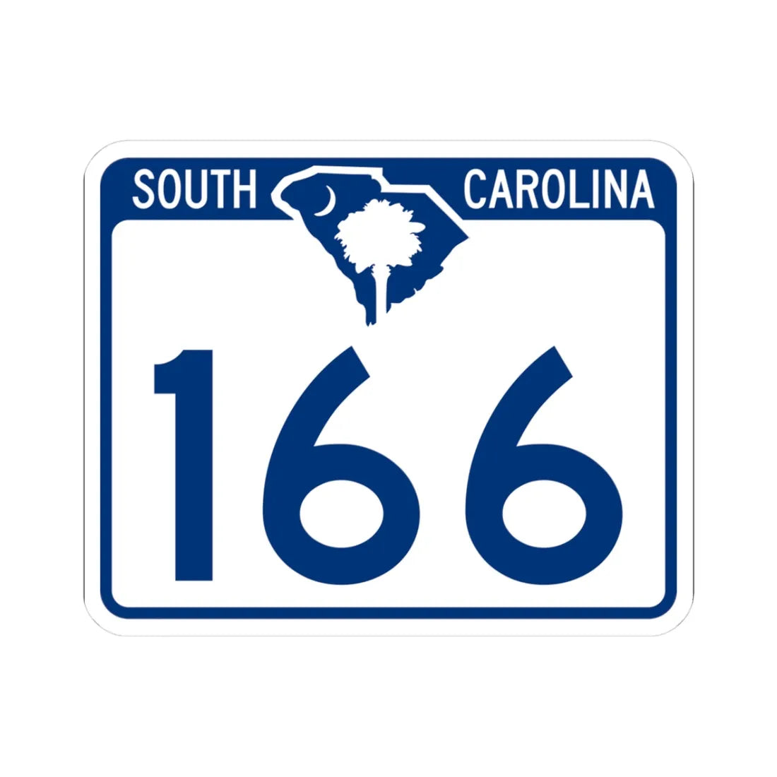South Carolina 166 (South Carolina) (Road Sign) STICKER Vinyl Kiss-Cut Decal 3 Inch White - The Sticker Space