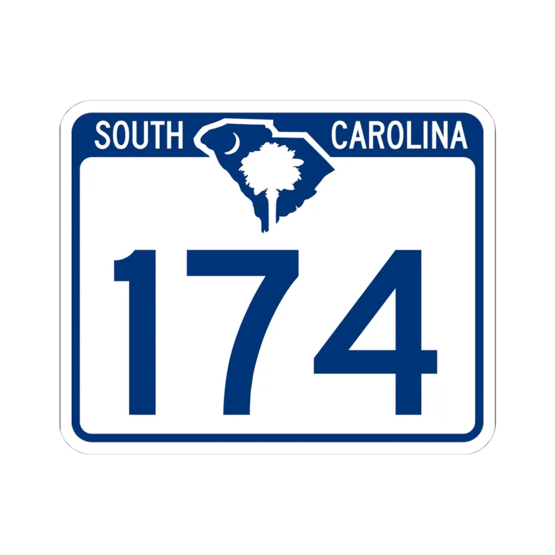 South Carolina 174 (South Carolina) (Road Sign) STICKER Vinyl Kiss-Cut Decal 4 Inch White - The Sticker Space