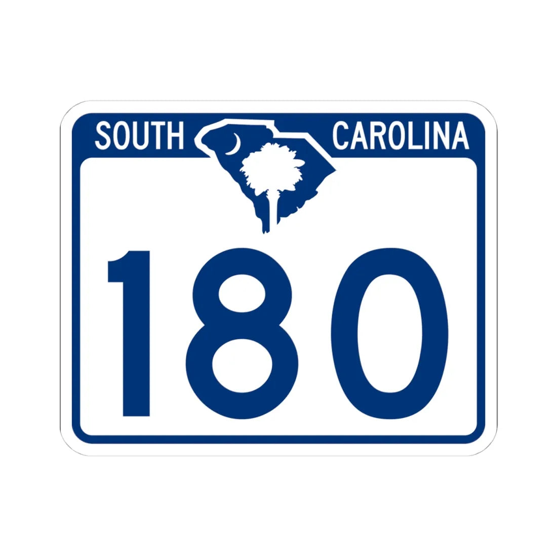 South Carolina 180 (South Carolina) (Road Sign) STICKER Vinyl Kiss-Cut Decal 4 Inch White - The Sticker Space