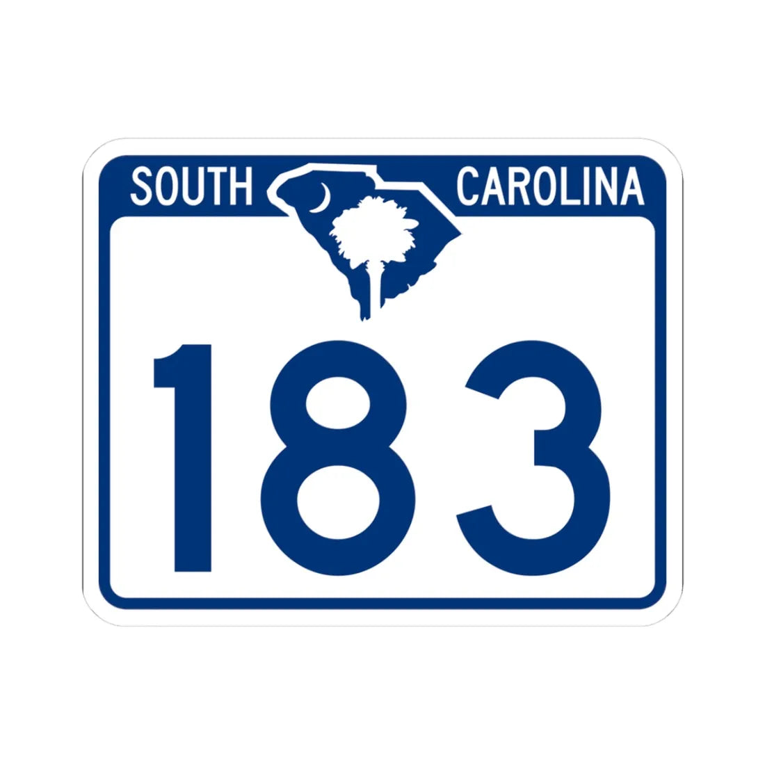 South Carolina 183 (South Carolina) (Road Sign) STICKER Vinyl Kiss-Cut Decal 3 Inch White - The Sticker Space
