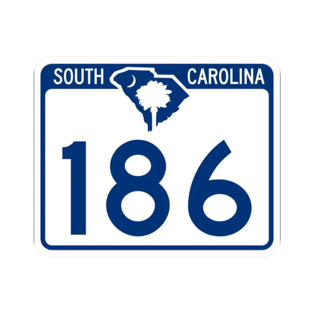 South Carolina 186 (South Carolina) (Road Sign) STICKER Vinyl Kiss-Cut Decal 2 Inch White - The Sticker Space