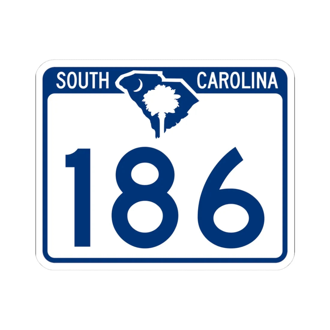 South Carolina 186 (South Carolina) (Road Sign) STICKER Vinyl Kiss-Cut Decal 3 Inch White - The Sticker Space