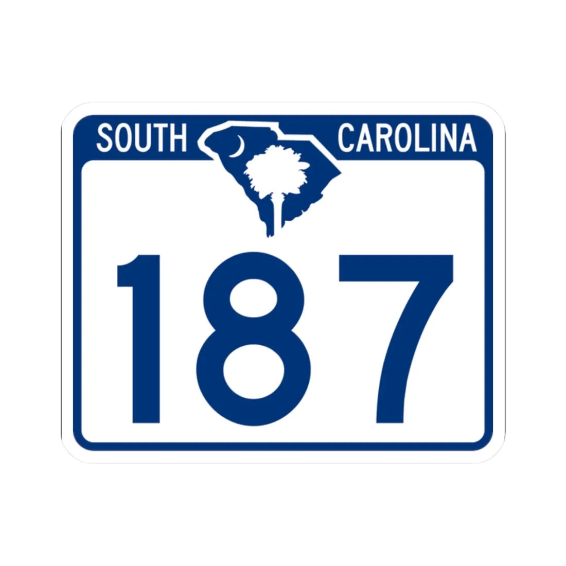 South Carolina 187 (South Carolina) (Road Sign) STICKER Vinyl Kiss-Cut Decal 2 Inch White - The Sticker Space