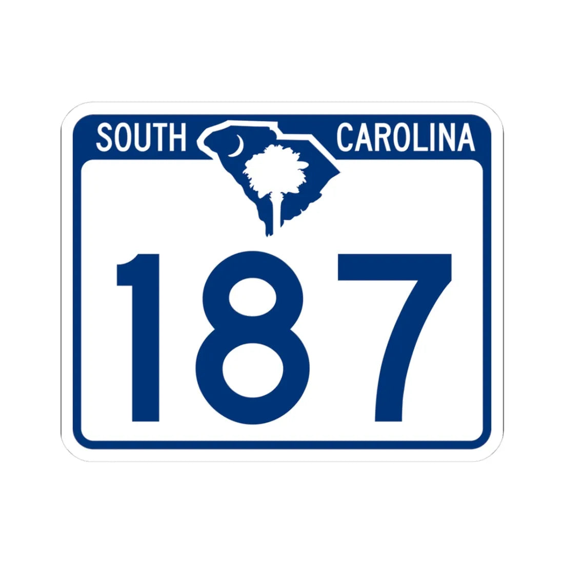 South Carolina 187 (South Carolina) (Road Sign) STICKER Vinyl Kiss-Cut Decal 3 Inch White - The Sticker Space