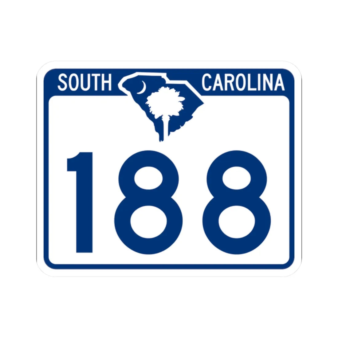 South Carolina 188 (South Carolina) (Road Sign) STICKER Vinyl Kiss-Cut Decal 2 Inch White - The Sticker Space