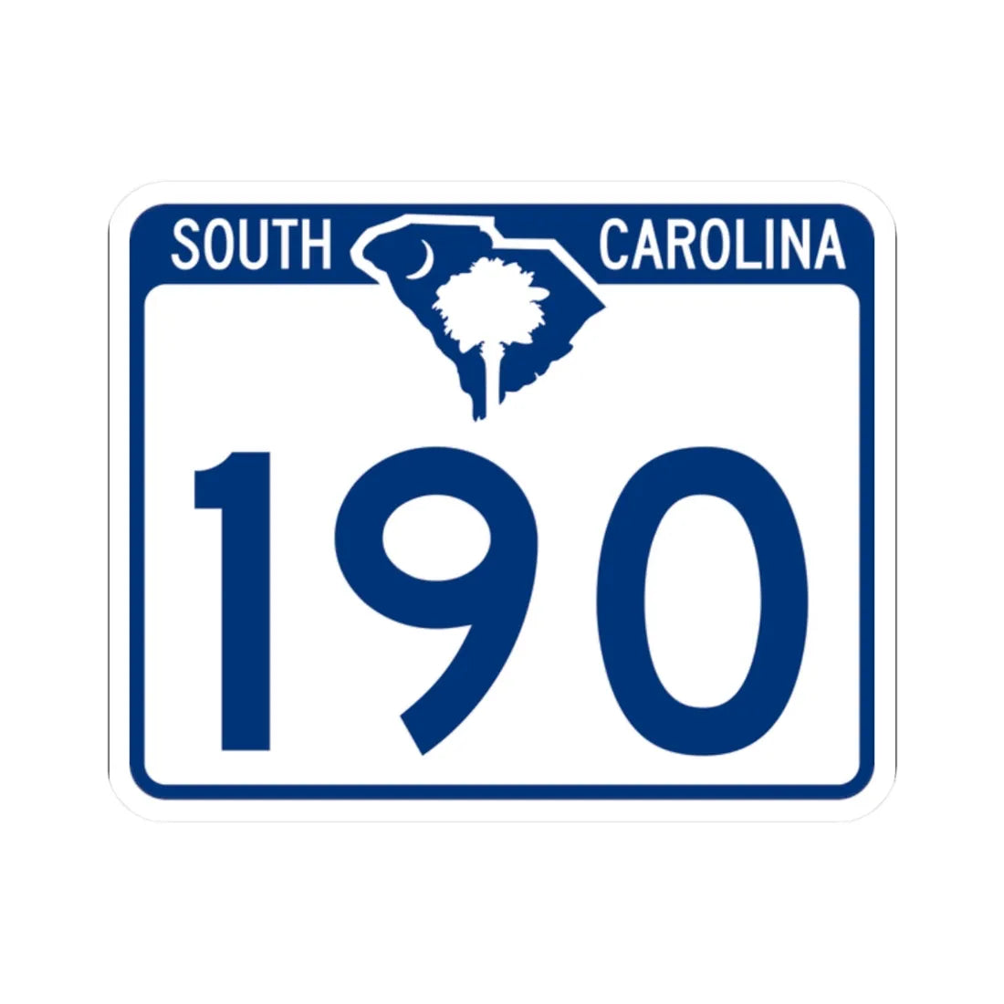 South Carolina 190 (South Carolina) (Road Sign) STICKER Vinyl Kiss-Cut Decal 2 Inch White - The Sticker Space
