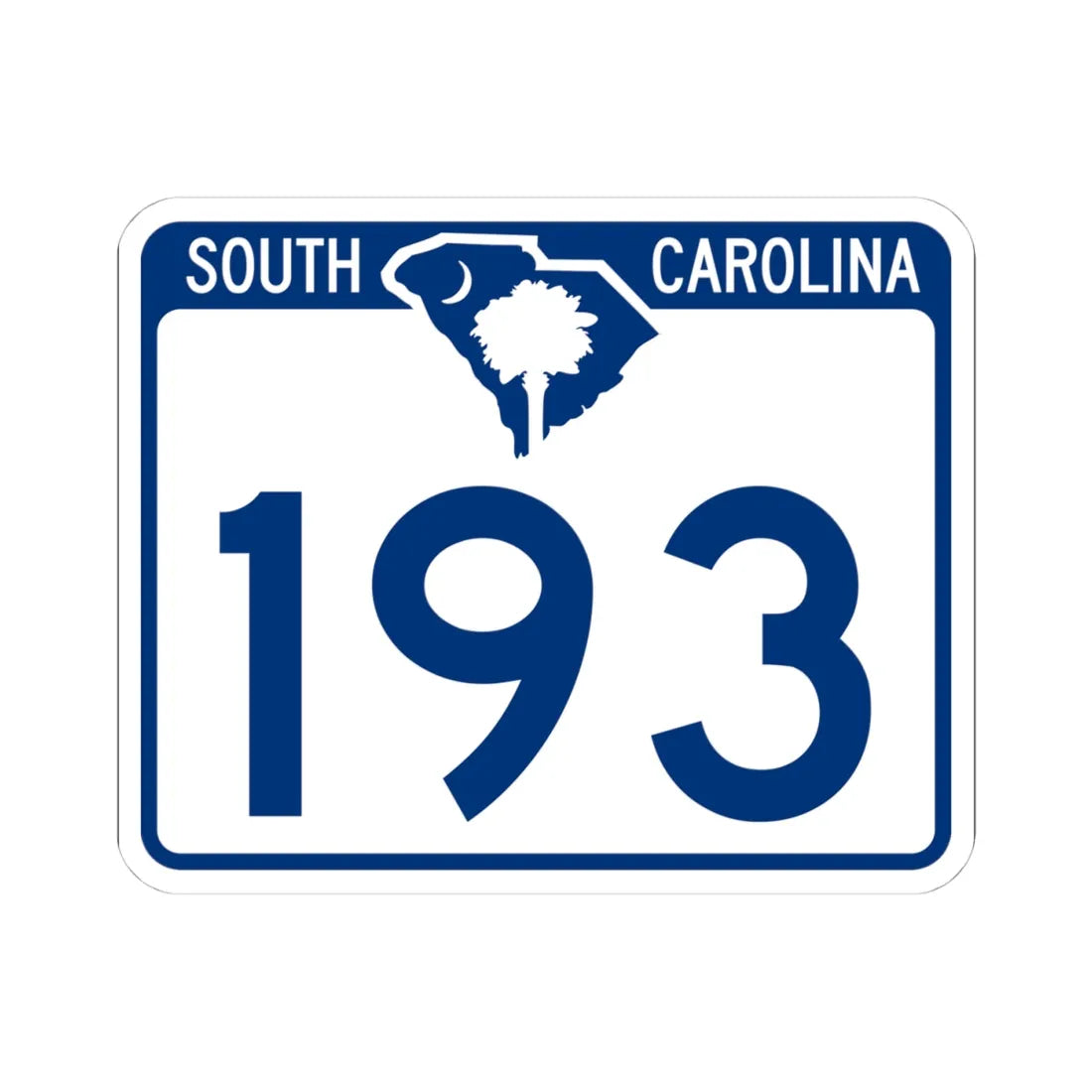 South Carolina 193 (South Carolina) (Road Sign) STICKER Vinyl Kiss-Cut Decal 4 Inch White - The Sticker Space