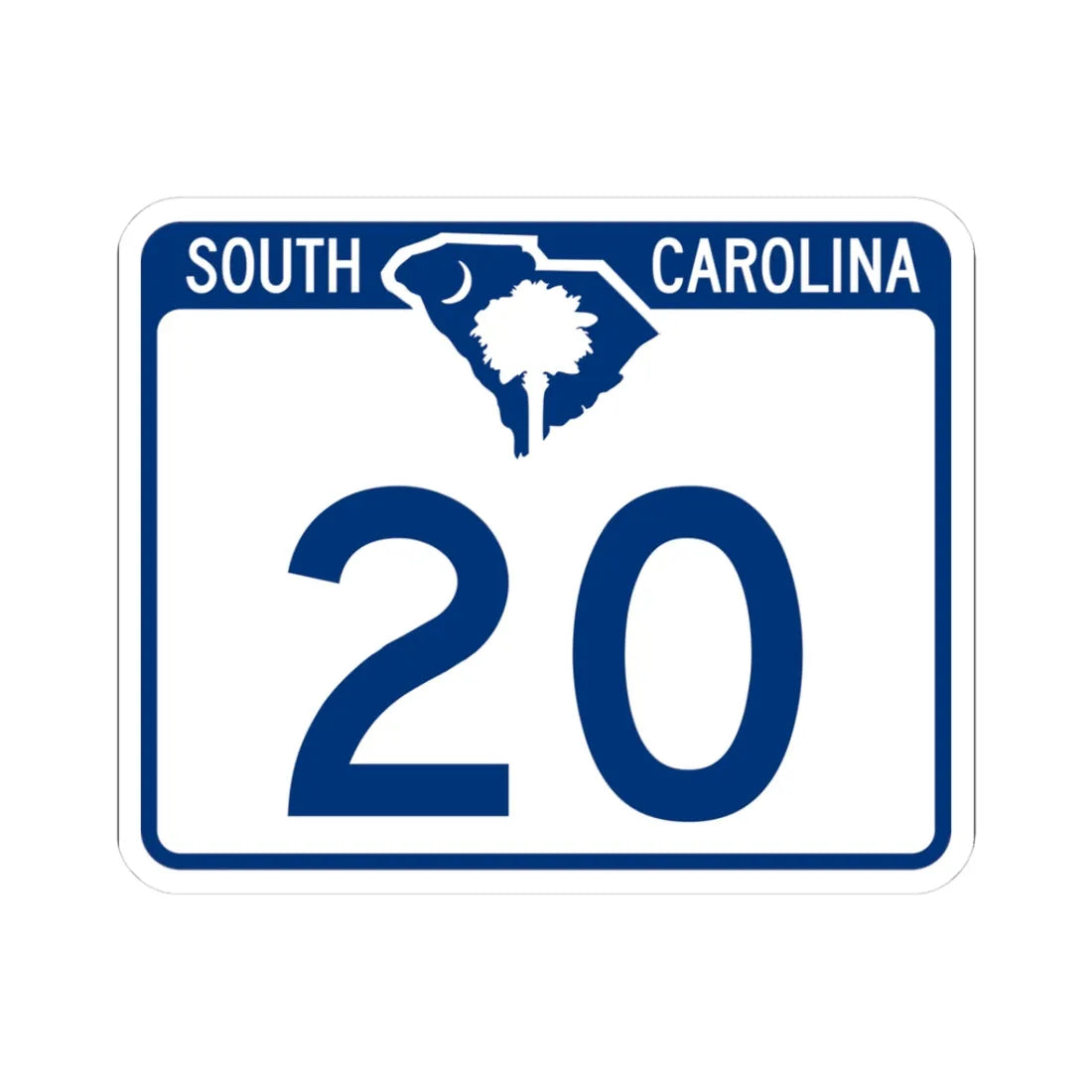 South Carolina 20 (South Carolina) (Road Sign) STICKER Vinyl Kiss-Cut Decal 3 Inch White - The Sticker Space