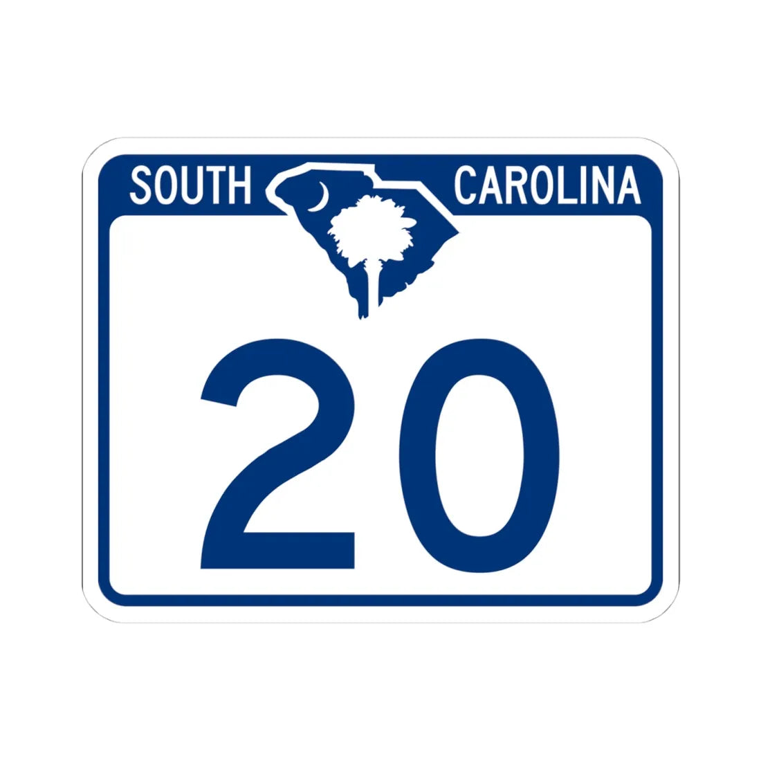 South Carolina 20 (South Carolina) (Road Sign) STICKER Vinyl Kiss-Cut Decal 4 Inch White - The Sticker Space
