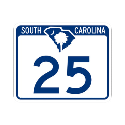 South Carolina 25 (South Carolina) (Road Sign) STICKER Vinyl Kiss-Cut Decal 2 Inch White - The Sticker Space