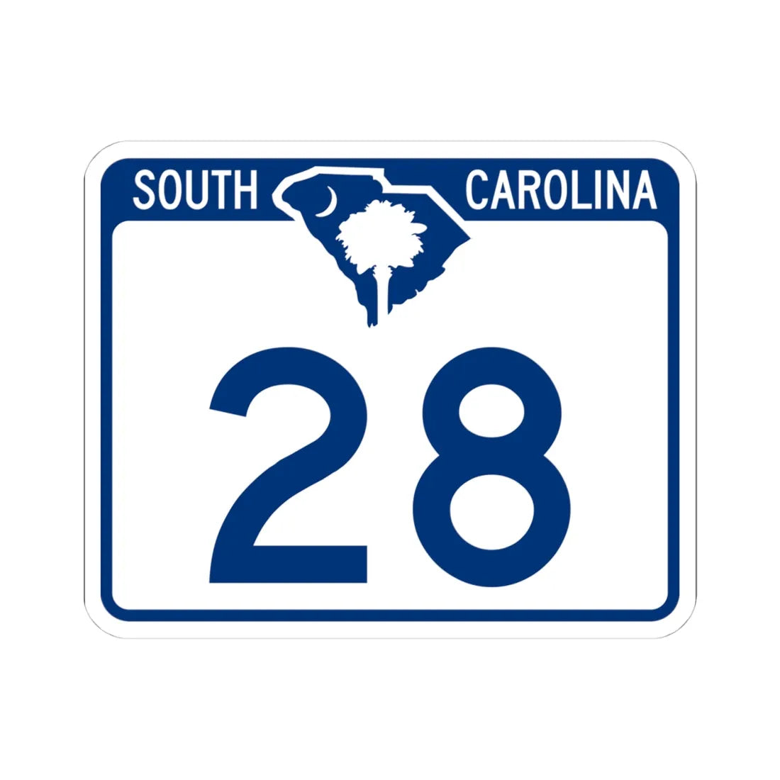 South Carolina 28 (South Carolina) (Road Sign) STICKER Vinyl Kiss-Cut Decal 4 Inch White - The Sticker Space