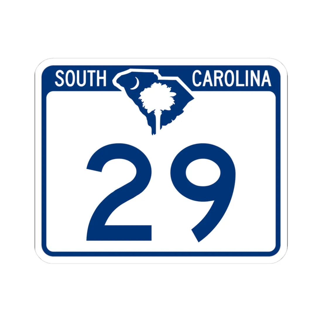 South Carolina 29 (South Carolina) (Road Sign) STICKER Vinyl Kiss-Cut Decal 3 Inch White - The Sticker Space
