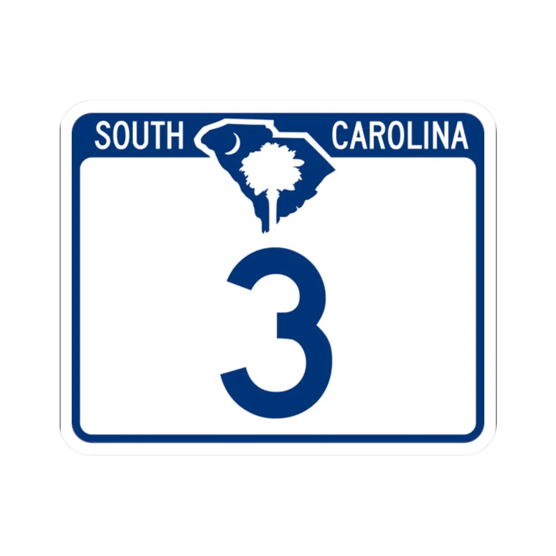 South Carolina 3 (South Carolina) (Road Sign) STICKER Vinyl Kiss-Cut Decal 2 Inch White - The Sticker Space