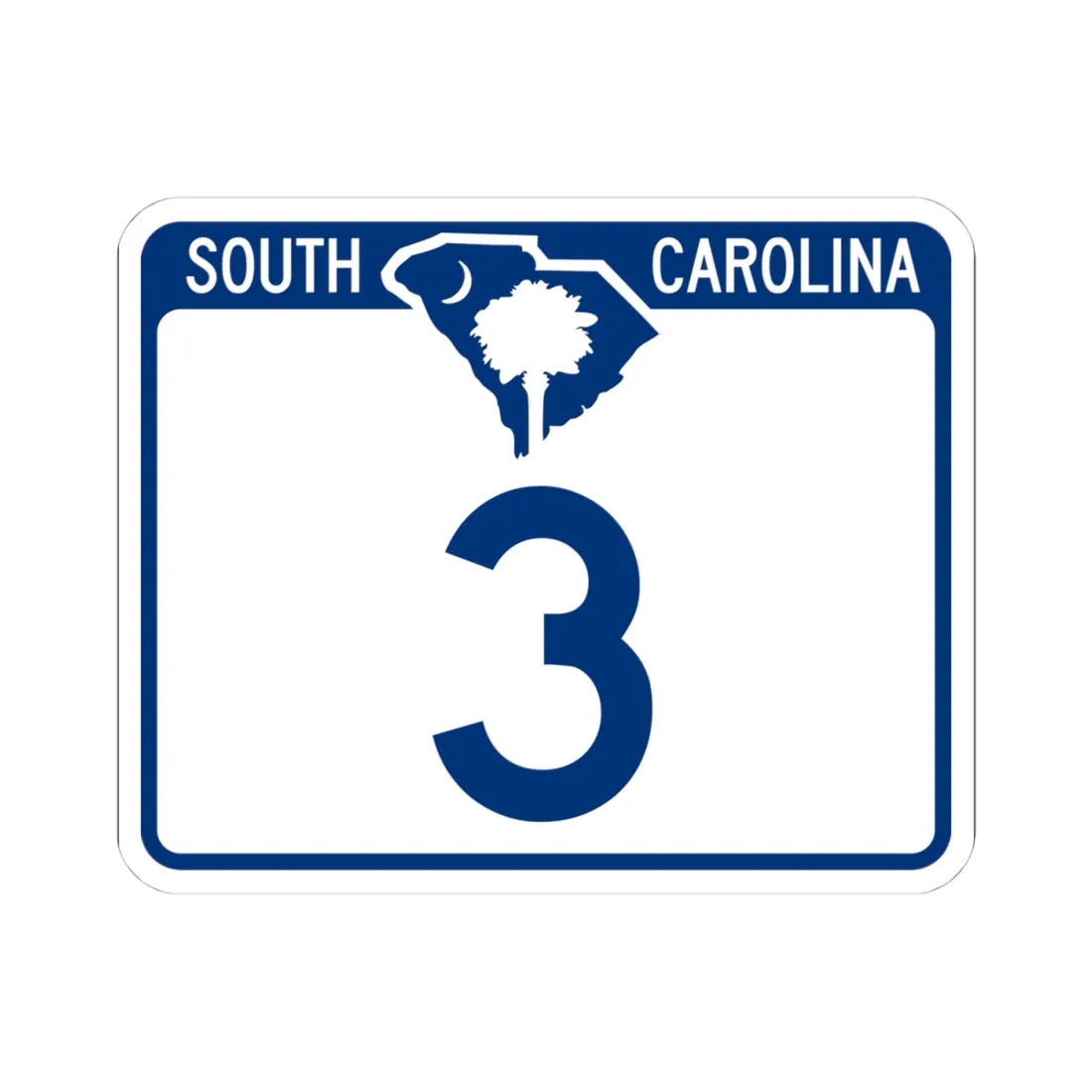 South Carolina 3 (South Carolina) (Road Sign) STICKER Vinyl Kiss-Cut Decal 4 Inch White - The Sticker Space
