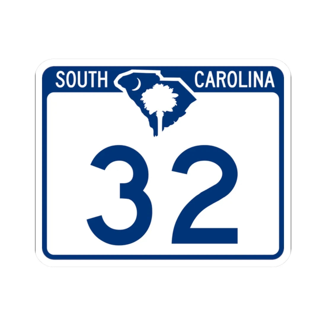 South Carolina 32 (South Carolina) (Road Sign) STICKER Vinyl Kiss-Cut Decal 2 Inch White - The Sticker Space
