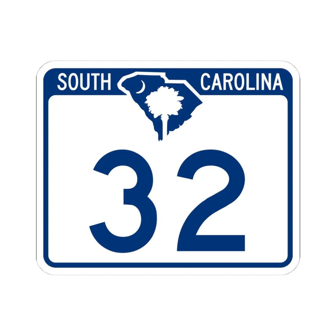 South Carolina 32 (South Carolina) (Road Sign) STICKER Vinyl Kiss-Cut Decal 4 Inch White - The Sticker Space