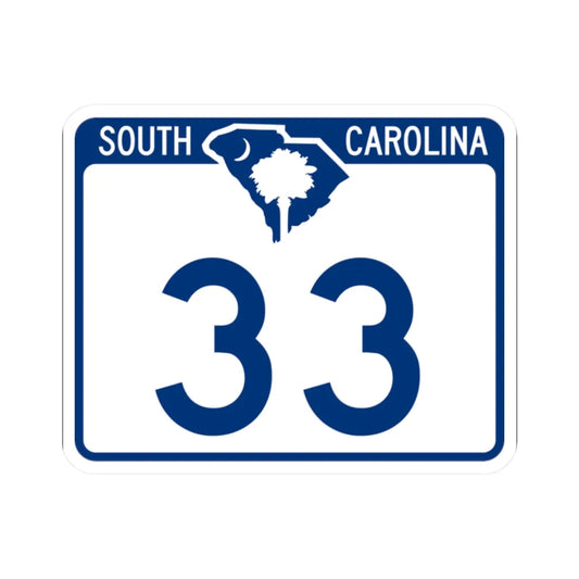 South Carolina 33 (South Carolina) (Road Sign) STICKER Vinyl Kiss-Cut Decal 2 Inch White - The Sticker Space
