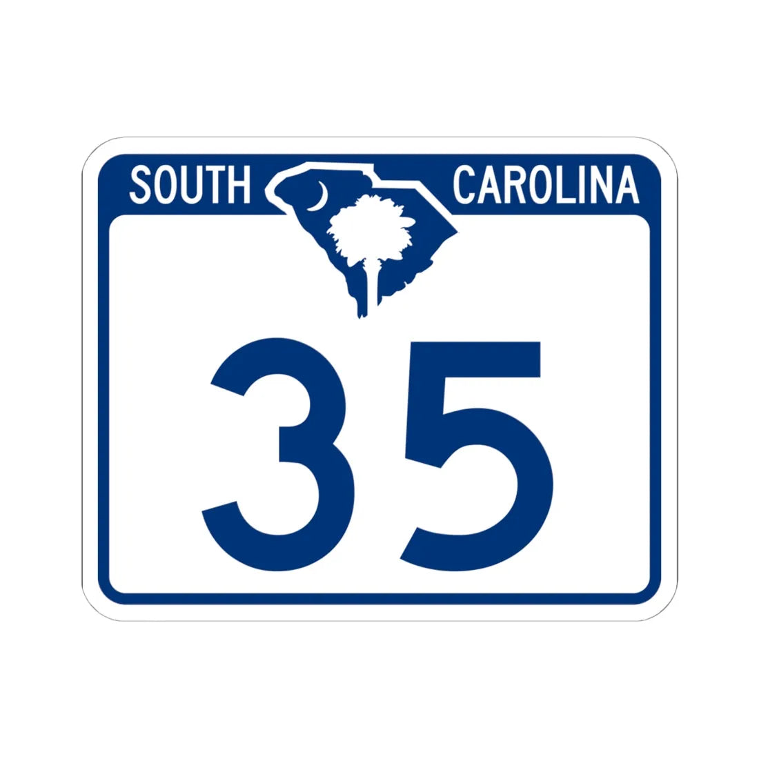 South Carolina 35 (South Carolina) (Road Sign) STICKER Vinyl Kiss-Cut Decal 6 Inch White - The Sticker Space