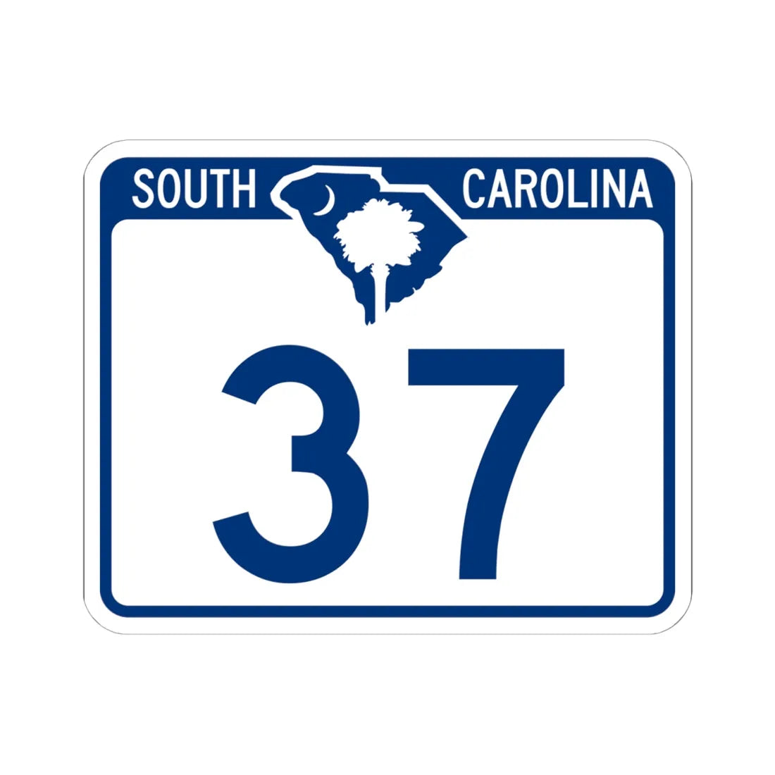 South Carolina 37 (South Carolina) (Road Sign) STICKER Vinyl Kiss-Cut Decal 6 Inch White - The Sticker Space