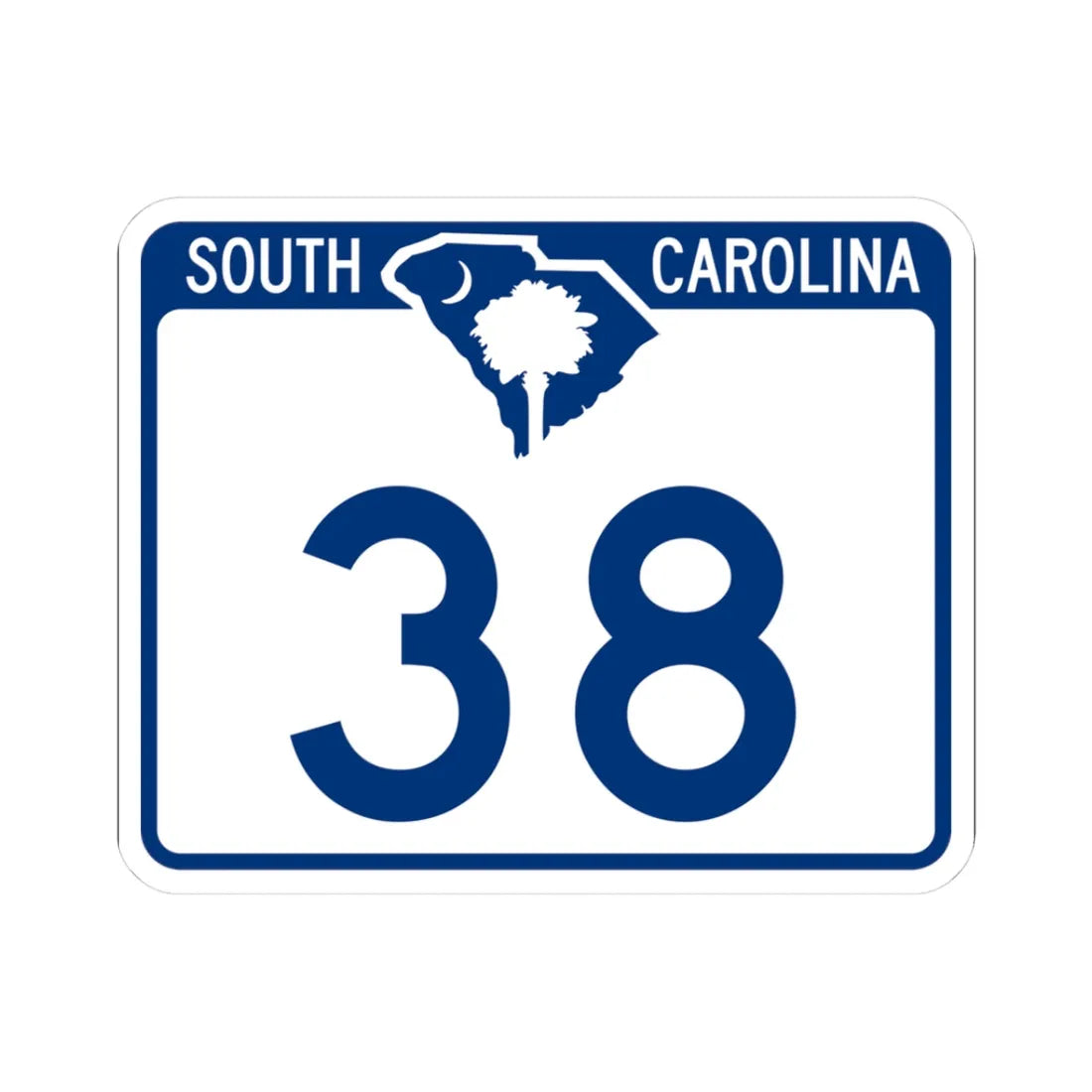 South Carolina 38 (South Carolina) (Road Sign) STICKER Vinyl Kiss-Cut Decal 3 Inch White - The Sticker Space