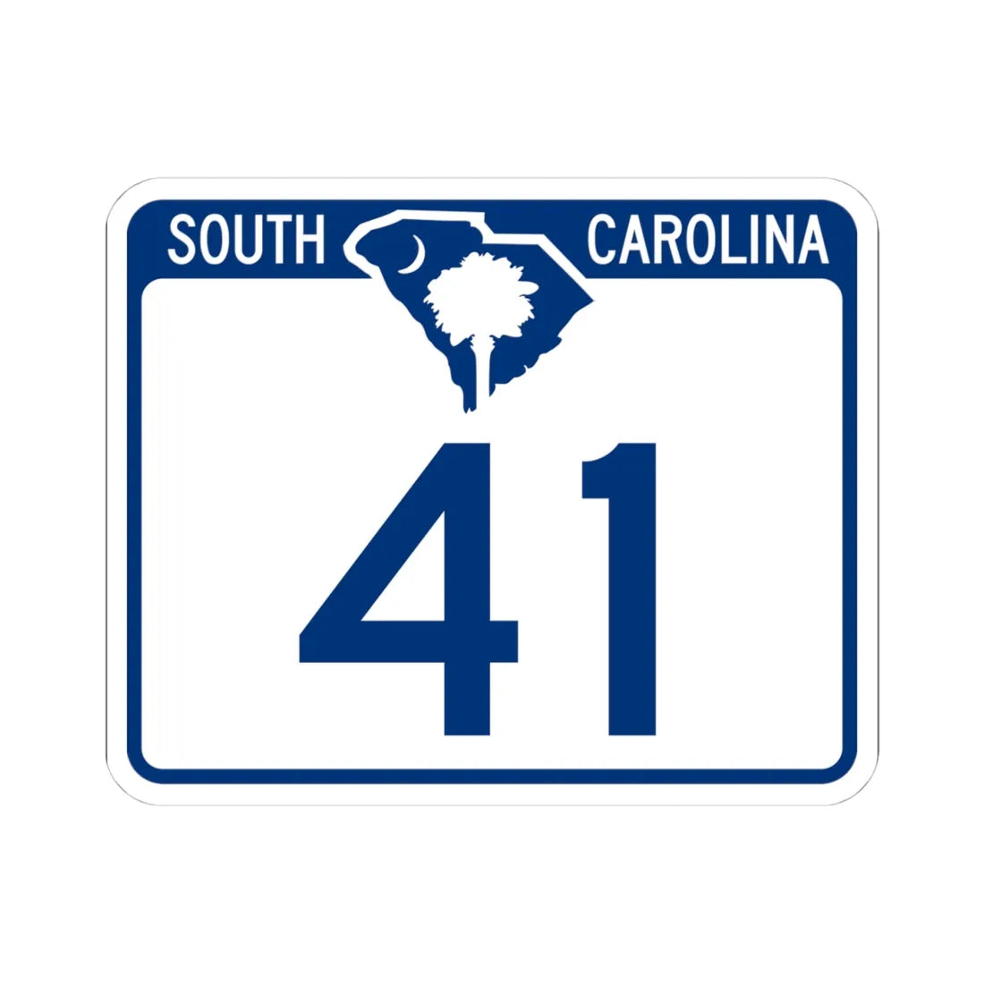 South Carolina 41 (South Carolina) (Road Sign) STICKER Vinyl Kiss-Cut Decal 4 Inch White - The Sticker Space