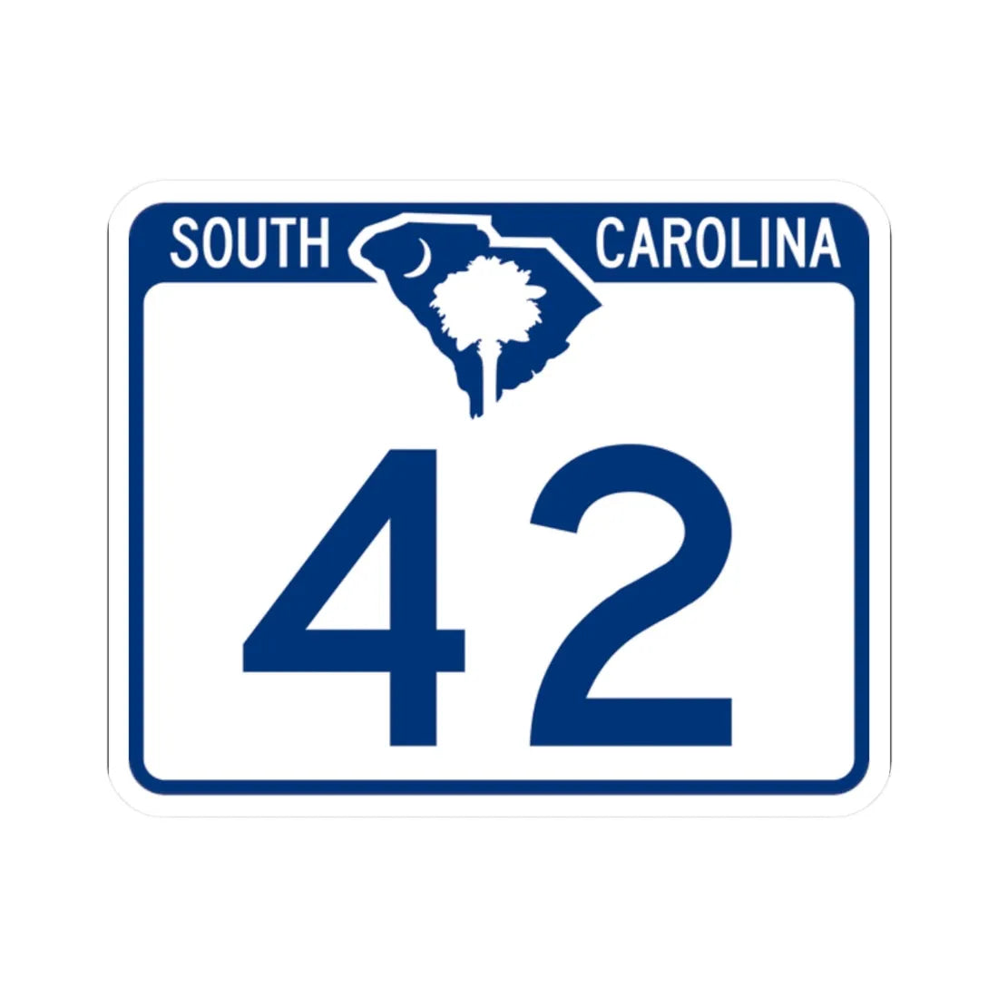 South Carolina 42 (South Carolina) (Road Sign) STICKER Vinyl Kiss-Cut Decal 2 Inch White - The Sticker Space