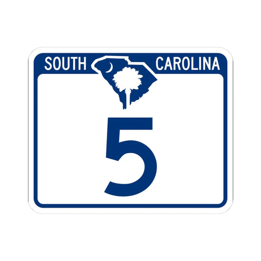 South Carolina 5 (South Carolina) (Road Sign) STICKER Vinyl Kiss-Cut Decal 3 Inch White - The Sticker Space