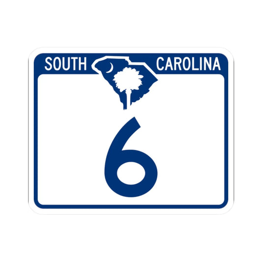 South Carolina 6 (South Carolina) (Road Sign) STICKER Vinyl Kiss-Cut Decal 2 Inch White - The Sticker Space