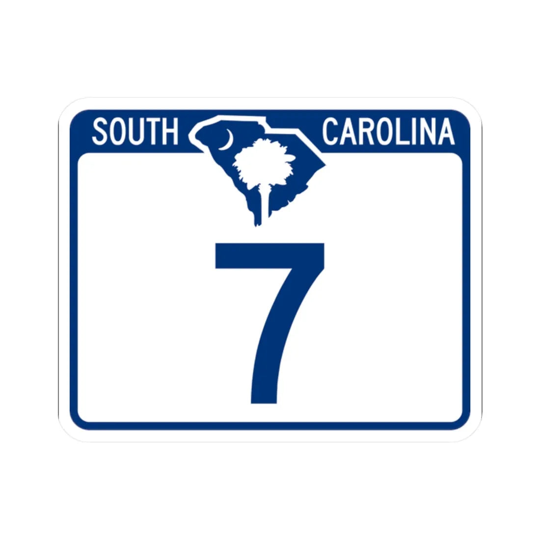 South Carolina 7 (South Carolina) (Road Sign) STICKER Vinyl Kiss-Cut Decal 2 Inch White - The Sticker Space