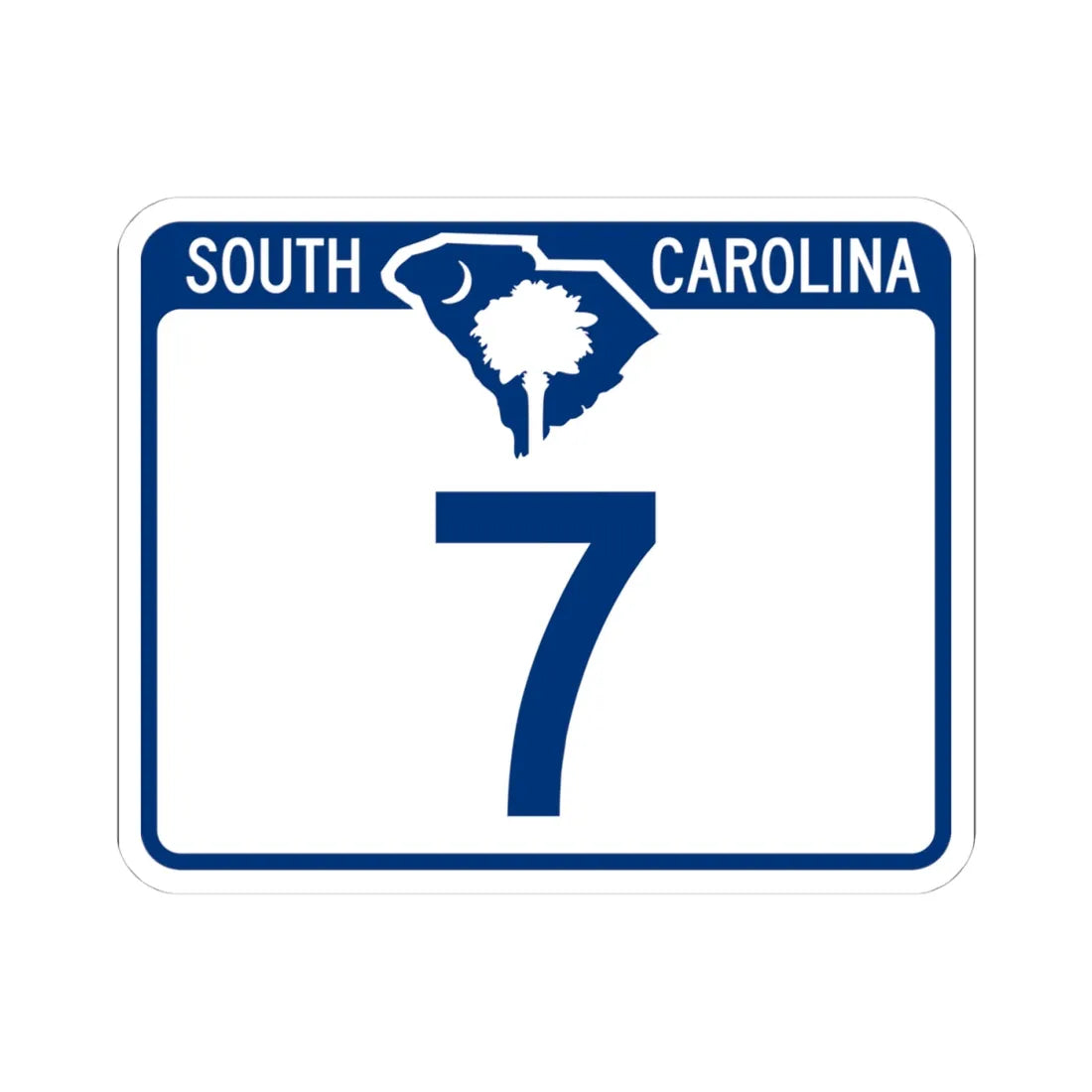 South Carolina 7 (South Carolina) (Road Sign) STICKER Vinyl Kiss-Cut Decal 4 Inch White - The Sticker Space