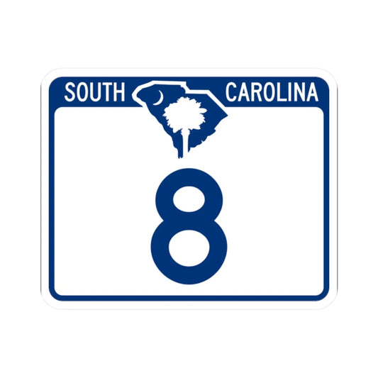 South Carolina 8 (South Carolina) (Road Sign) STICKER Vinyl Kiss-Cut Decal 2 Inch White - The Sticker Space